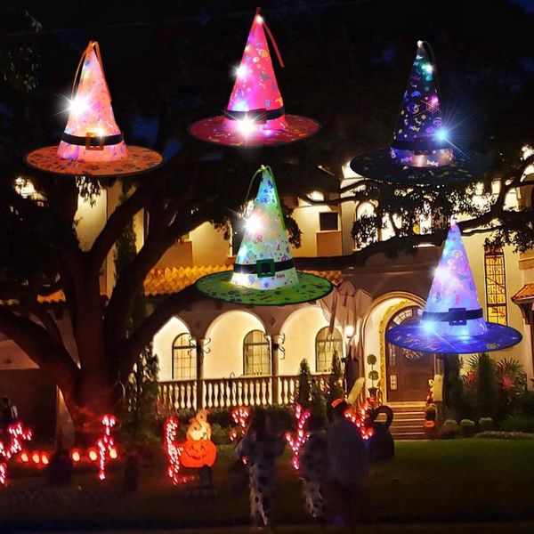 

party hats halloween costume cosplay props led lighted witch hat outdoor tree hanging decoration