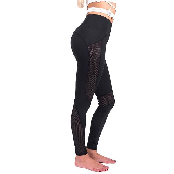 

yoga outfits 2021 fashionable and hollow mesh splicing sports leggings for women pants, White;red