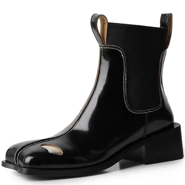 

boots autumn winter ankle modern boot thick bottom elegant fashion footwear shoes platform women black patent leathera152