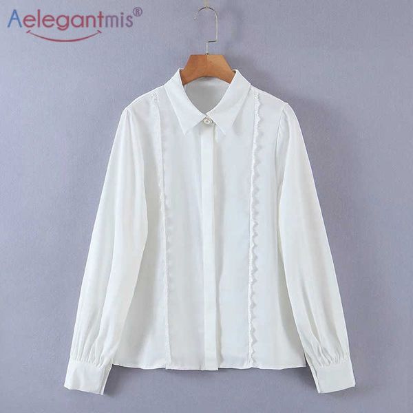 

aelegantmis white vintage pearl button lace shirts women solid long sleeve office lady blouses summer thin korean chic ol 210607