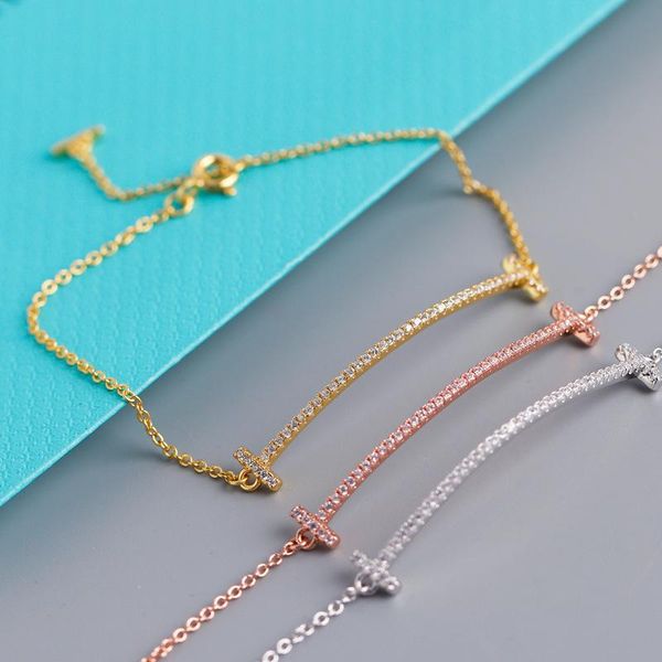 

charm bracelets original model 1:1 sterling silver925 classic fashion logo zircon bracelet lady smiling for women jewelry holiday gift, Golden;silver