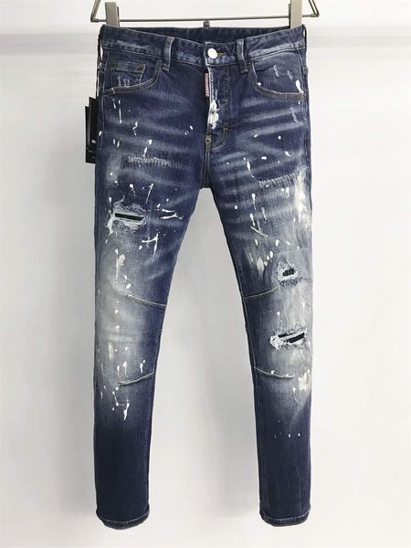 

jeans new arrivals d2 mens luxury denim holes trousers dsquare biker pants clothing 9816, Blue