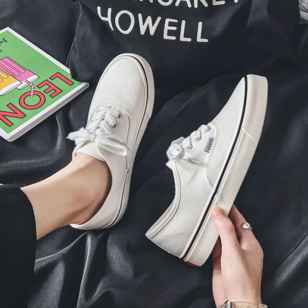 

2021 mens shoes summer casual trend low-canvas shoe students korean style all-matching flat heel inner height increasing board sneakers
