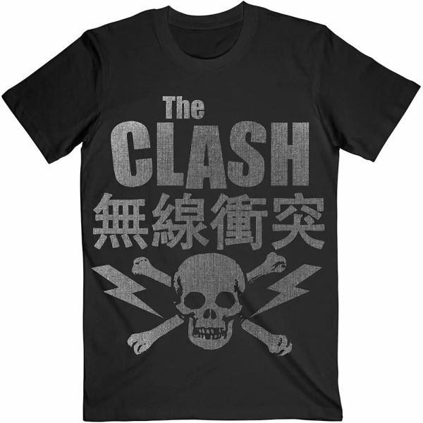 

black the clash skull & crossbones official t-shirt men unisex, White;black