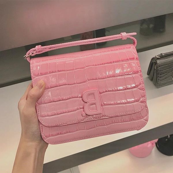

buckle small leather pattern female diagonal 2021 b new pink tofu bag square shoulder crocodile xwpvf