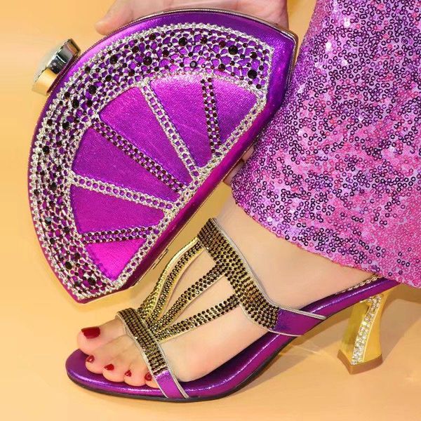 

wonderful purple women high heel shoes and nice bag with rhinestone decoration african pumps match handbag set v219,heel 10cm dress, Black
