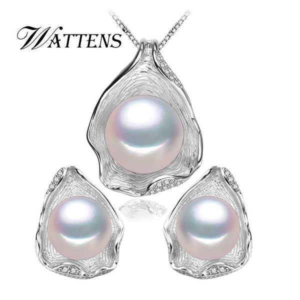 

earrings & necklace freshwater pearl jewelry ,pearl pendant sets for women necklace/earring wedding set , shell design, Silver