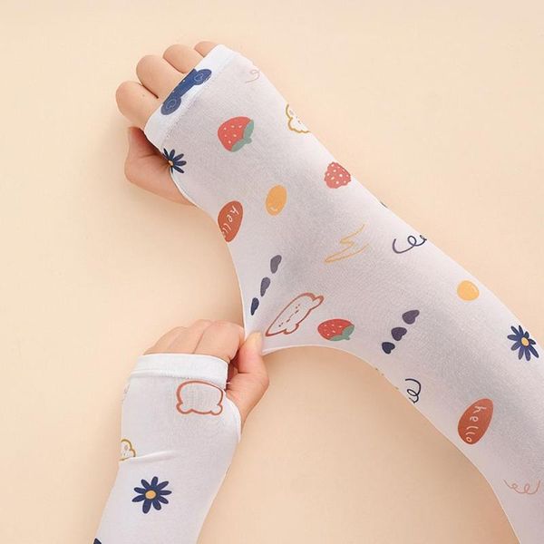 

children's mittens japanese thin summer cartoon fruit children ice sleeves outdoor sun protection and uv baby, White