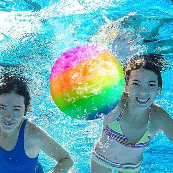 

pool & accessories swimming inflatable toy ball colorful pvc diving smooth surface rainbow underwater portable