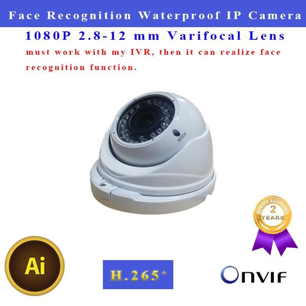 

face recognition 1080p ip camera outdoor support onvif 2.8-12 mm lens infrared h.265 264 poe waterproof dome for security cameras