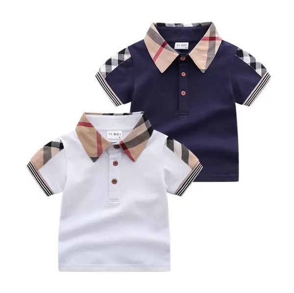 

baby boys shirt turn-down collar t-shirts summer kids short sleeve plaid t-shirt gentleman style children cotton casual tees boy shirts chi, White;black