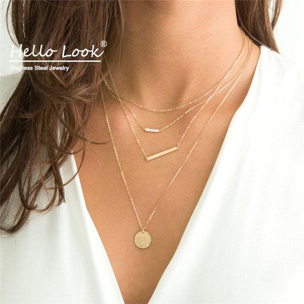

hellolook necklace set women choker clavicle chain with pearl charms gold pendant party jewelry super necklaces, Silver