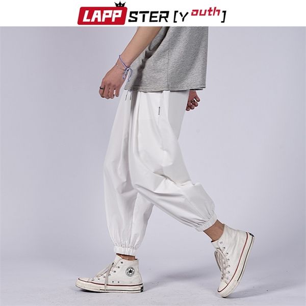 

men solid thin summer harem pants mens harajuku korean fashions joggers casual vintage sweatpants 5xl 210420, Black