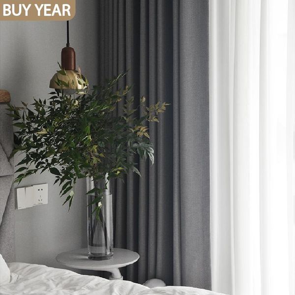 

curtain & drapes nordic curtains for living dining room bedroom simple modern thick sunscreen solid color cotton and linen french window