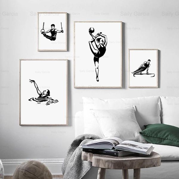 

paintings athlete sketch canvas painting gymnastics swimming art poster minimalist wallpaper craft print picture decoration home