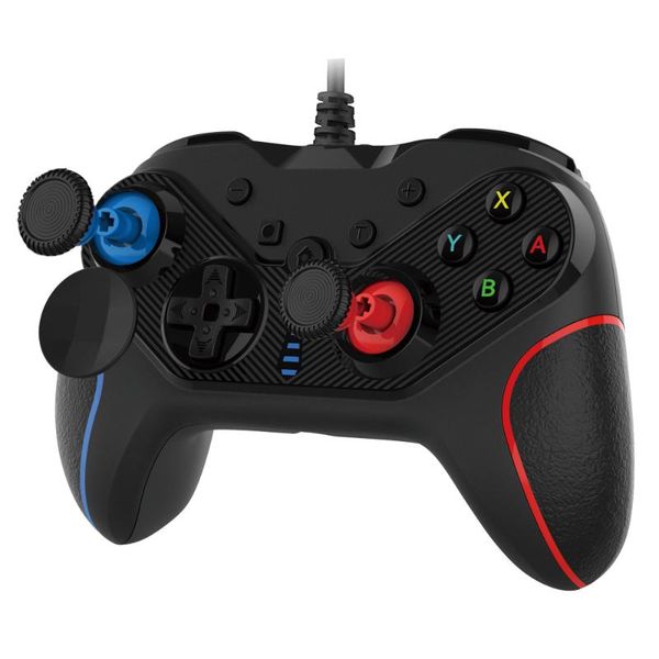 

game controllers & joysticks usb wired gamepad controller ergonomic handle with double turbo six-axis gyroscope functions blue&red