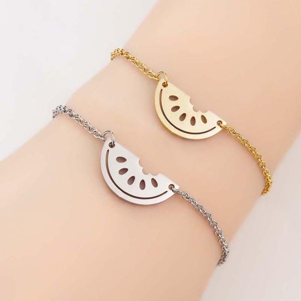 

charm bracelets stainless steel fruit bracelet cute watermelon bangle jewelry for summer drop yp7975, Golden;silver