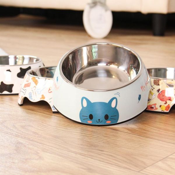 

dog bowls & feeders cartoon non-slip stainless steel bowl cat pet double feeding feeder product supplies food