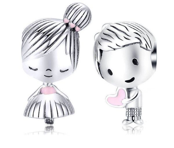 

fits pandora bracelets 30pcs boy girl lover marriage propose enamel charms beads silver charms bead for women diy european necklace jewelry, Black