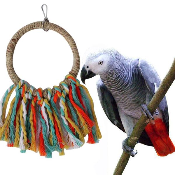 

other bird supplies accessory hanging swings cage colorful toy parrot bite cotton rope sisal round standing swing ring