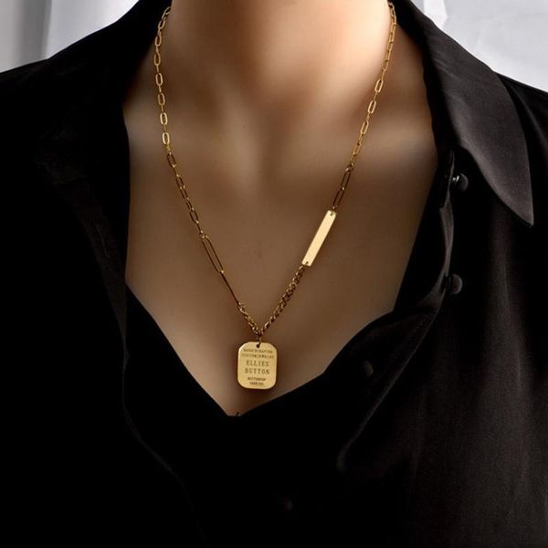 

pendant necklaces fashion ladies party festival titanium steel non-fading square letter necklace simple japanese and korean trend clavicle c, Silver