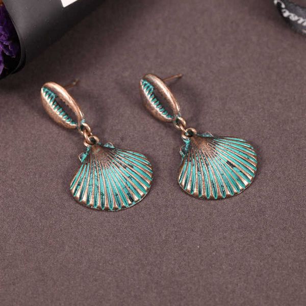 

earring bohemian ocean fake conch shell earrings make old national style personality versatile female earrings, Golden