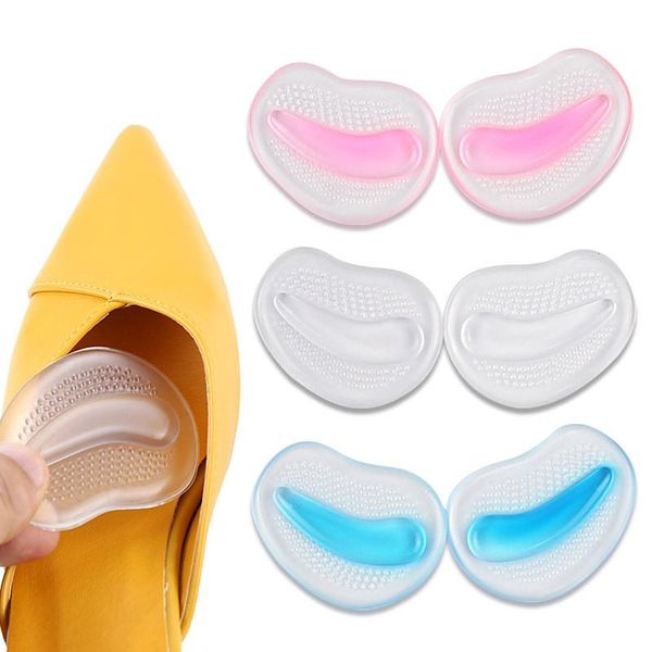 

shoes materials elastic silicone gel front forefoot pads soft pain relief high heels half palm insoles foot care absorption inserts, Black