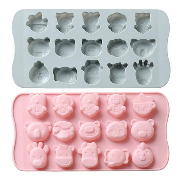 

cake tools 15 cavity cartoon animals silicone mold baking diy ice tray chocolate mould pastry bread decoration