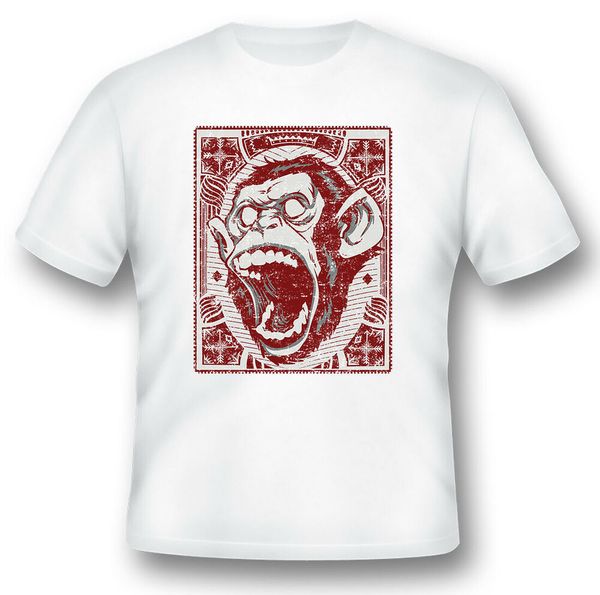 

screaming monkey black or white tee, White;black