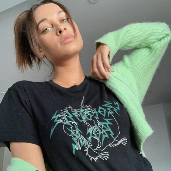 

designer spring rock crocodile short sleeve t-shirt women's, White