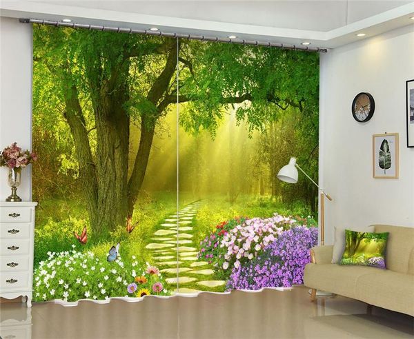 

curtains luxury blackout 3d window for living room office bedroom drapes cortinas rideaux customized size green forest curtain &