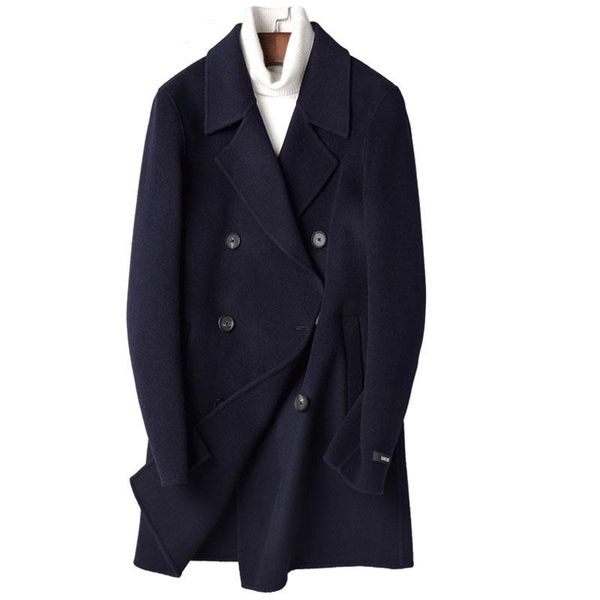 

men's wool & blends 100% coat autumn winter jacket men handmade double-sided woolen coats mens windbreaker overcoat p-s8305z y1300, Black