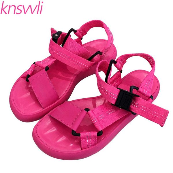

sandals casual sports women flats beach vacation shoes woman nylon fabric thick sole summer, Black