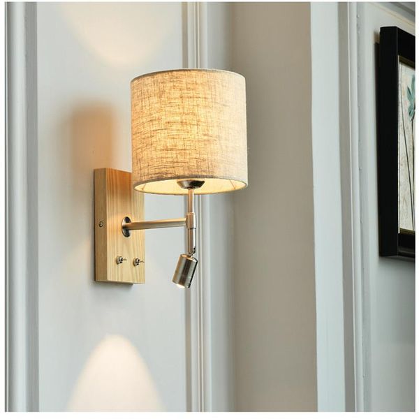

modern simple solid wood iron cloth led wall lamp is suitable for living room, coffee shop and shopping mall lighting g4