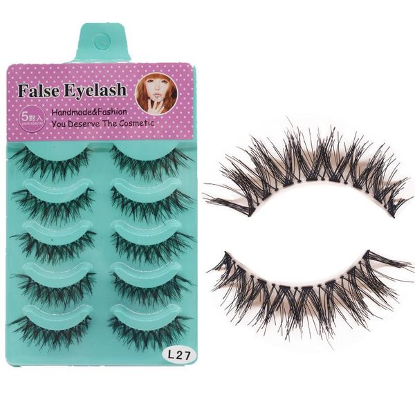 

pairs faux mink hair false eyelashes natural wispy lashes handmade cruelty-criss-cross eyelash extension big eyes makeup