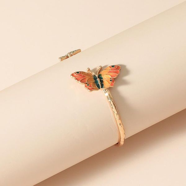 

bangle forest painted bracelet color enamel butterfly opening adjustable gift around for women, Black