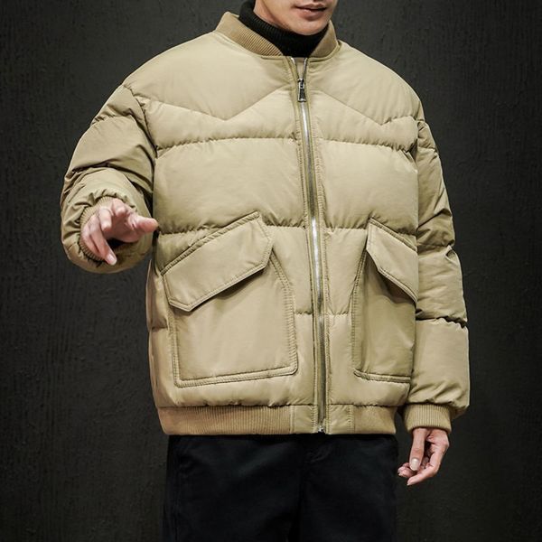 

down & parkas 2021 winter jacket men's warm fashion casual thickened baseball uniform parka men wild short coat mens clothes brwo 7az8, Black