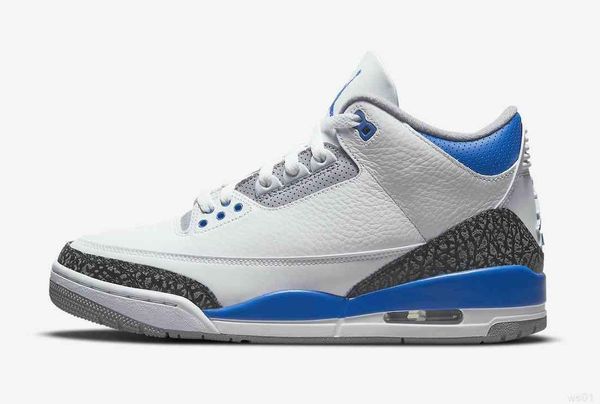 

2022 authentic 3 racer blue man dress shoes white black cement grey ct8532-145 real leather sports sneakers with box size 7-13 new 1top