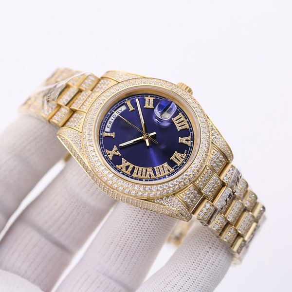 

diamond watches fashion mens watch automatic mechanical movement stainless steel strap sapphire mirror waterproof design wristwatch gift for, Slivery;brown