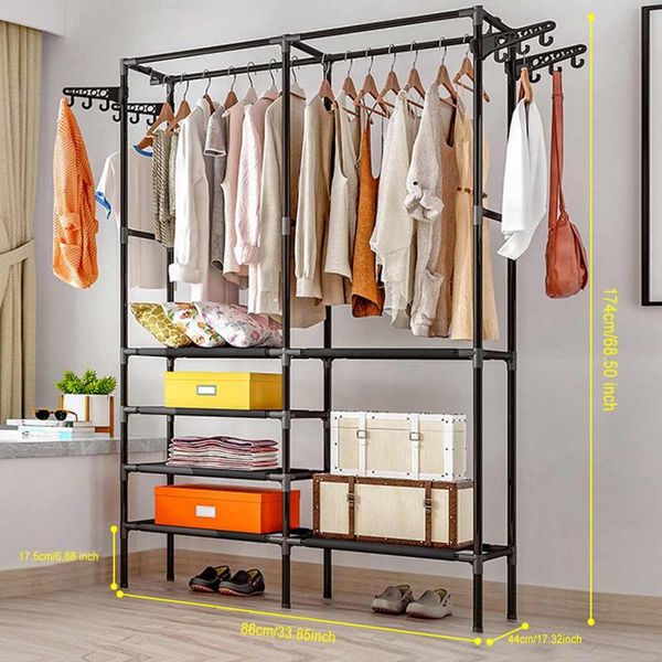 

portable simple anti rust thicken tube coat rack floor standing clothes storage shelf hanger racks bedroom furniture hangers &