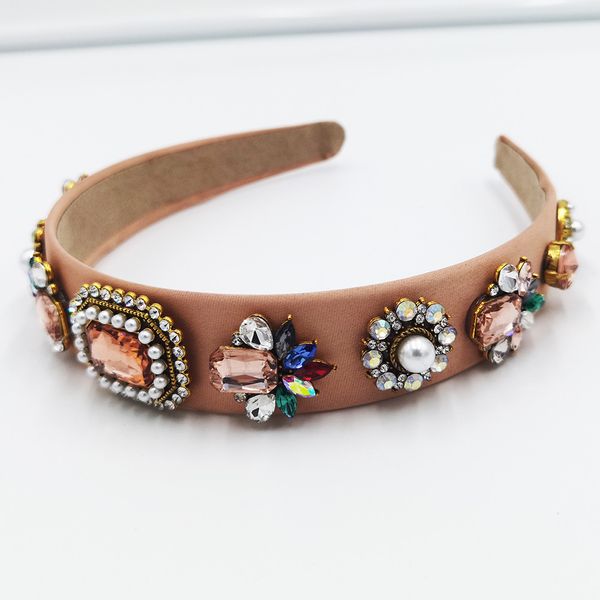 Kristall-Edelstein-Perlen-Stirnbänder, barocke Haar-Accessoires, Kopfband, modische Kopfbedeckung, Haarbänder für Frauen, mehrfarbig