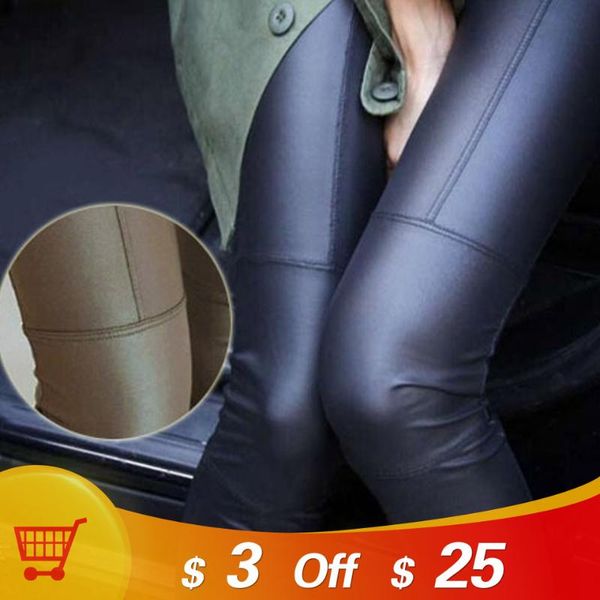

women's leggings homophony fashion faux leather pu women high waist long pants clothing leginsy damskie leggins mujer, Black