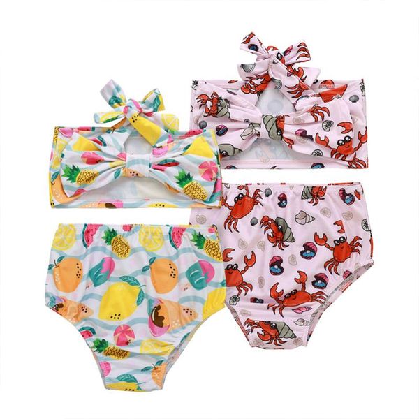 

trajes de baÃ±o para niÃ±as summer baÃ±ador toddler kid baby girl fruit bow strap swimwear+swimming trunks two-piece set one-pieces, Black