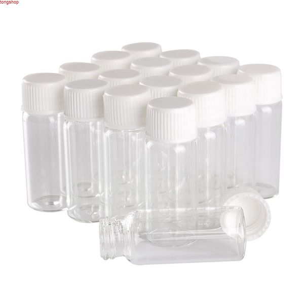 Atacado 100 peças 4ml 16 * 40mm Claro Garrafas de vidro com tampas de plástico branco Mini mini pequenos frascos vialsgoods