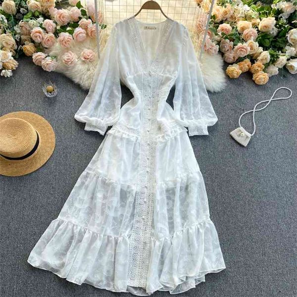 

women fashion retro v-neck long sleeve a-line dress single breasted korean clothes spring harajuku vestido de mujer r538 210527, Black;gray