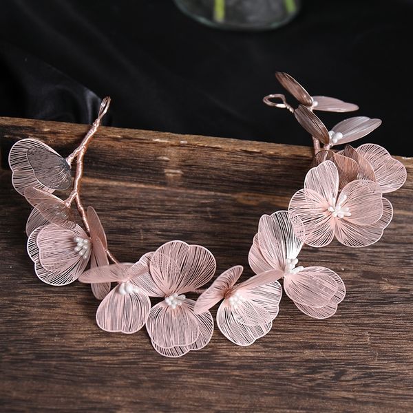 

rose gold flower vines handmade wire bridal headbands women accessories hairbands luxury head jewelry bride to be, Silver