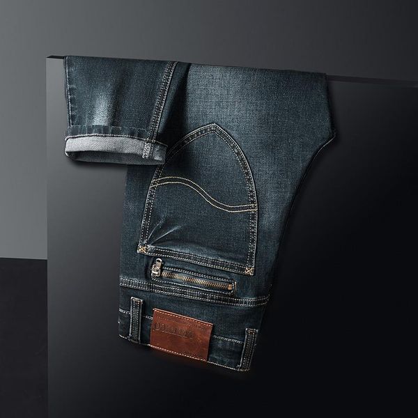 

blue-black brands jeans trousers men clothes elasticity skinny business casual male denim slim pants classic style men's
