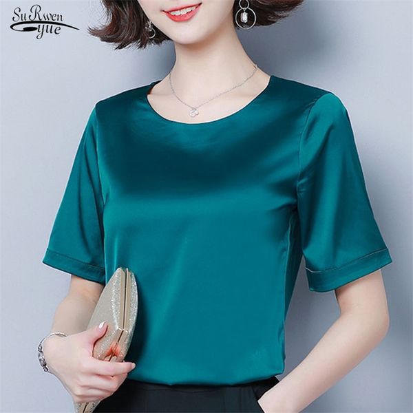 

plus size casual loose women t-shirts o-neck short sleeve shirt solid chiffon office lady clothing fashion 5658 210421, White