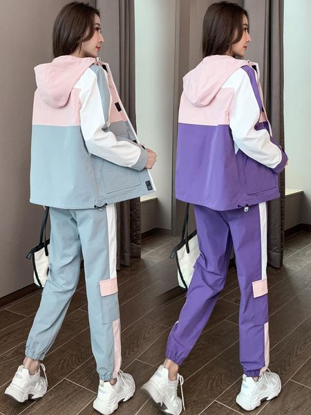 

women's vests sports suit casual fashion brand autumn loose student trendy handsome workwear two-piece, Black;white