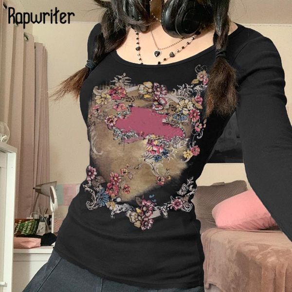 

women's t-shirt rapwriter graphic printed crop grunge black tshirt harajuku pattern sweatshirt aestheticÂ floral tee women o neck pullov, White